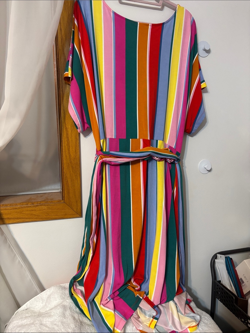 Eloquii Multicolor Striped Midi Dress - Pink, Red, Yellow, Green, Blue - Picture 2 of 3